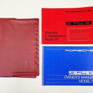 1979 porsche 928 owners manual warranty maintenance booklet maroon-blue jacket cover, concours presentation level kit