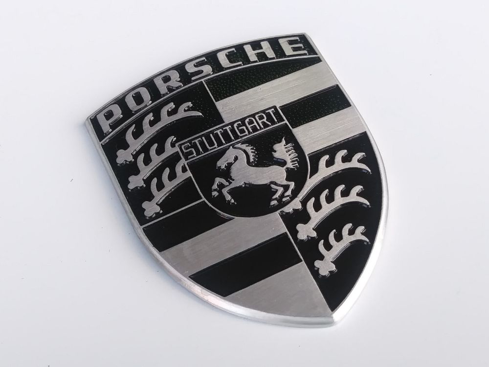 Porsche 928 Intake Manifold Emblem Black and Silver Crest for 928 1978-86 OEM 