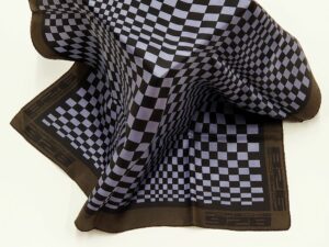 porsche 928 black blue olive pascha pasha op optical art checkboard chessboard scarf silk