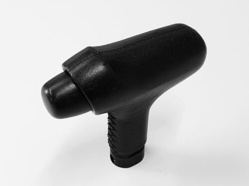 4sp auto shift handle, black leather, w/push-button & spring, 83-84
