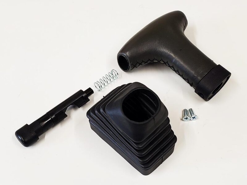 Leather auto shifter handle w/push-button & boot, 85-95