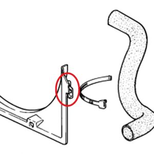 Porsche 928 diagram of tie-strap p/n 99951301040 and hose bracket p/n 92810626400