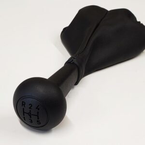 78-95 Porsche 928 5sp manual gear shifter knob & black leather boot. NEW, reproduction. Porsche P/N 92842410506, 92842402301.